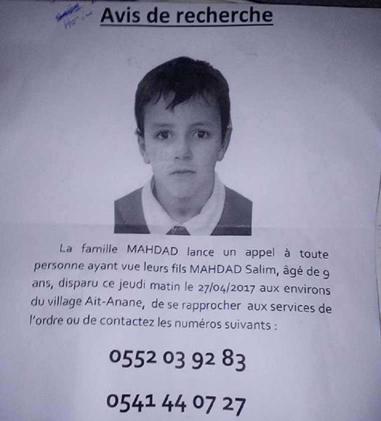 Tizi Ouzou : mystérieuse disparition d&rsquo;un écolier